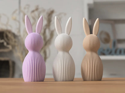 Trio de Coelhos Decorativos Japandi
