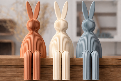 Trio de Coelhos Decorativos Japandi com Pernas Pendentes