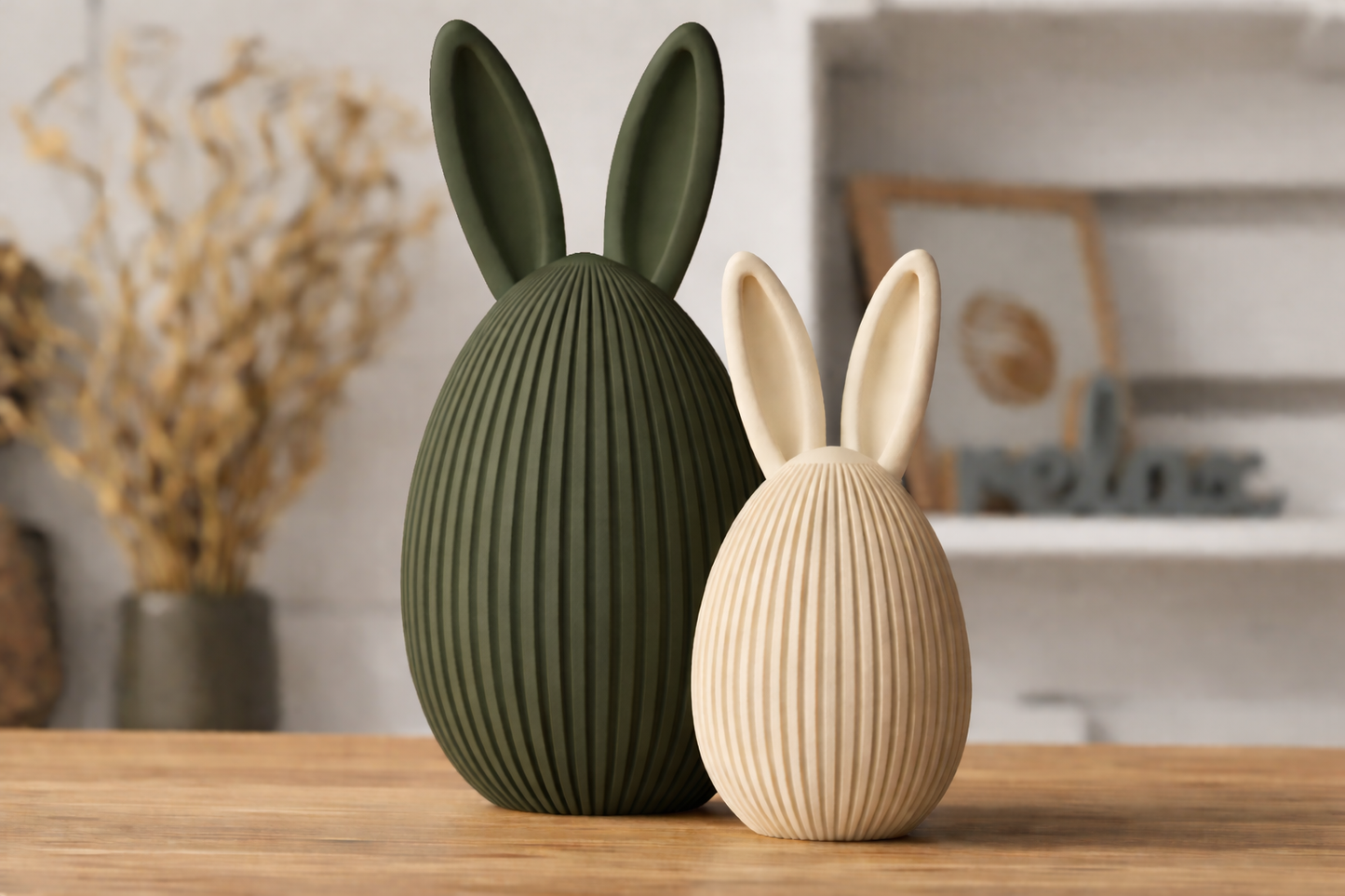 Duo de Ovos de Páscoa Japandi Decorativos