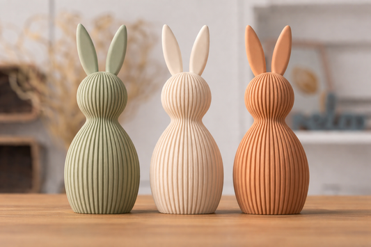 Trio de Coelhos Decorativos Japandi