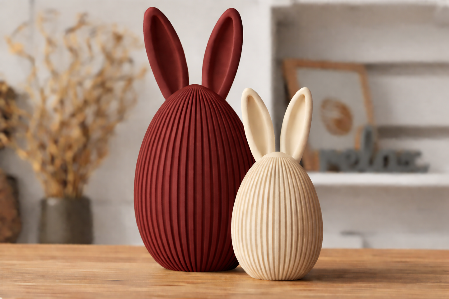 Duo de Ovos de Páscoa Japandi Decorativos