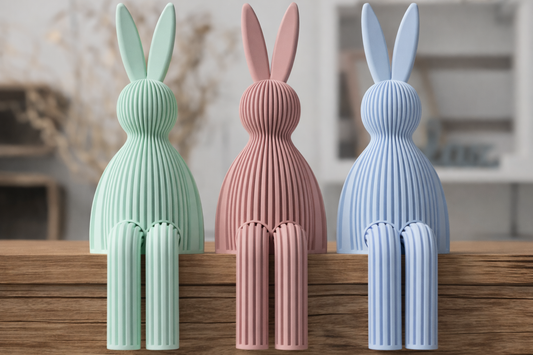 Trio de Coelhos Decorativos Japandi com Pernas Pendentes