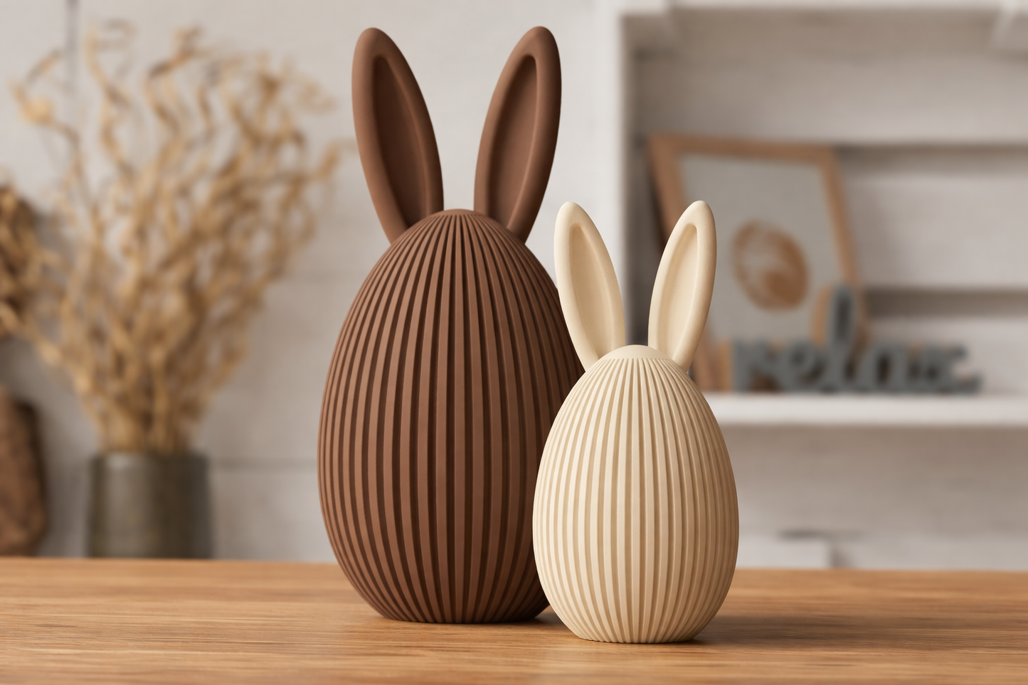 Duo de Ovos de Páscoa Japandi Decorativos