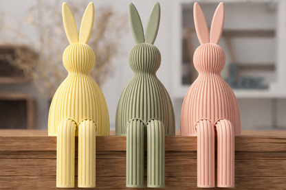 Trio de Coelhos Decorativos Japandi com Pernas Pendentes